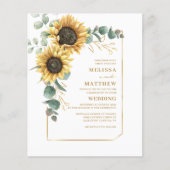 Budget Floral Sunflower Eucalyptus Wedding Invite (Voorkant)