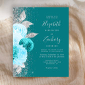 Budget Floral Turquoise Silver Glitter Wedding