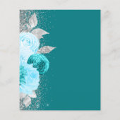 Budget Floral Turquoise Silver Glitter Wedding (Achterkant)