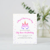 BUDGET Floral Unicorn Face Birthday Uitnodiging (Staand voorkant)