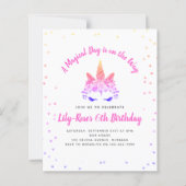 BUDGET Floral Unicorn Face Birthday Uitnodiging (Voorkant)