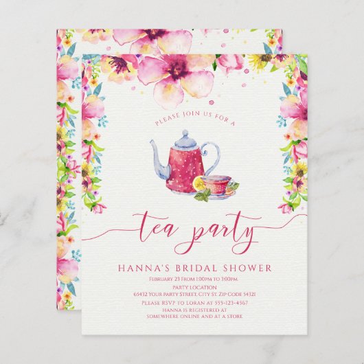 Budget Floral Vrijgezellenfeest Tea (Voorkant / Achterkant)