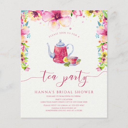 Budget Floral Vrijgezellenfeest Tea (Voorkant)