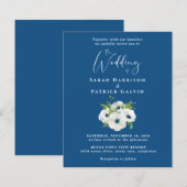 Budget Floral Waterverf Blue Wedding Invitation (Voorkant / Achterkant)