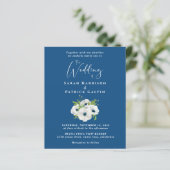 Budget Floral Waterverf Blue Wedding Invitation (Staand voorkant)