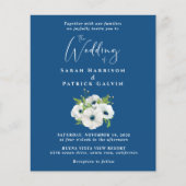 Budget Floral Waterverf Blue Wedding Invitation (Voorkant)