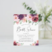 Budget Floral Waterverf Bridal Shower Uitnodiging (Staand voorkant)