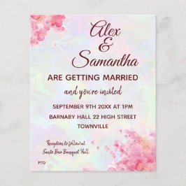 Budget Floral Waterverf Wedding RSVP & Uitnodiging Flyer