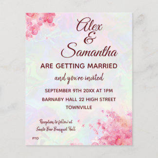 Budget Floral Waterverf Wedding RSVP & Uitnodiging Flyer