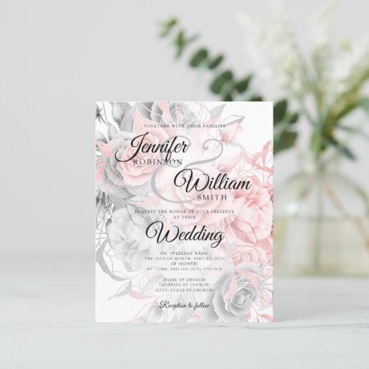 Budget Floral Weddenschap Roos Gold Silver (Staand voorkant)