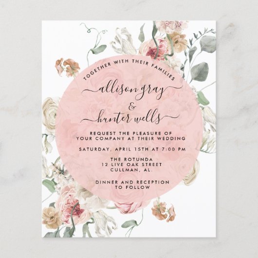 Budget Floral Wedding Invitation | Annabeth Flyer (Voorkant)