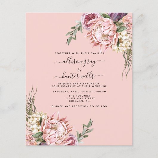 Budget Floral Wedding Invitation | Aubrey Flyer (Voorkant)