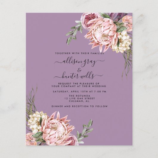 Budget Floral Wedding Invitation | Aubrey Flyer (Voorkant)