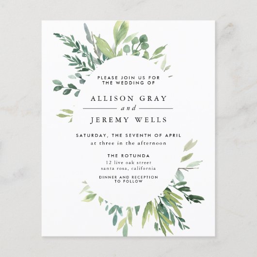 Budget Floral Wedding Invitation Flyer (Voorkant)