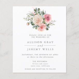 Budget Floral Wedding Invitation Flyer
