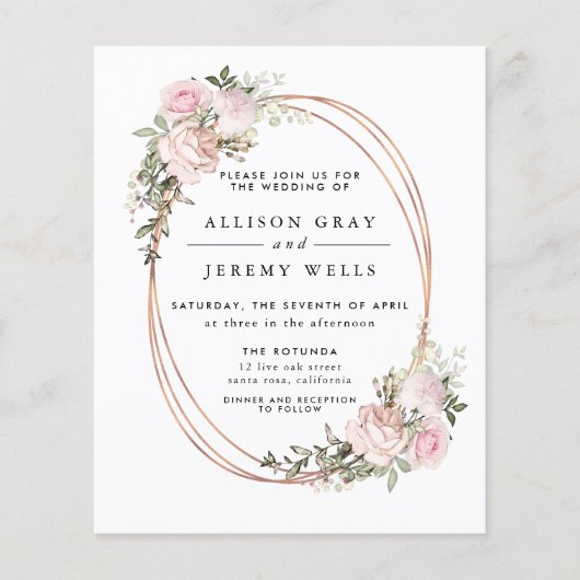 Budget Floral Wedding Invitation Flyer (Voorkant)