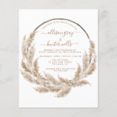 Budget Floral Wedding Invitation | Pampas Flyer (Voorkant)