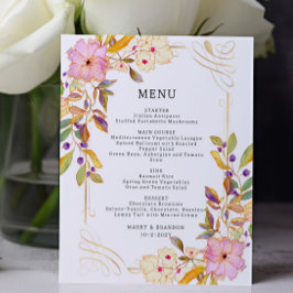Budget Floral Wedding Menu Kaart