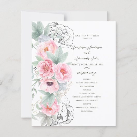 Budget Floral Wedding Program. (Voorkant)