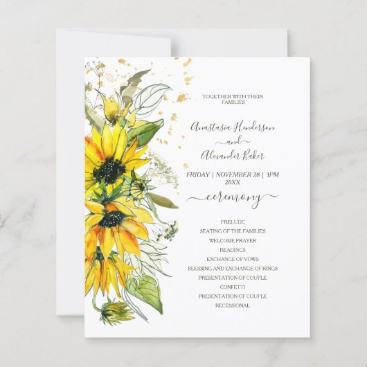 Budget Floral Wedding Program. (Voorkant)