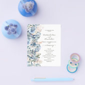 Budget Floral Wedding Program. Flyer (Enkel)