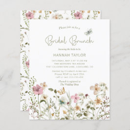 Budget Floral Wildflower Bridal Brunch Uitnodiging