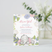 Budget Floral Wreath Elephant Girl Baby shower (Staand voorkant)