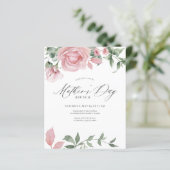 Budget florale roze Moederdag brunch uitnodiging (Staand voorkant)