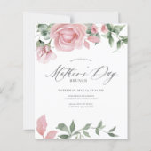 Budget florale roze Moederdag brunch uitnodiging (Voorkant)