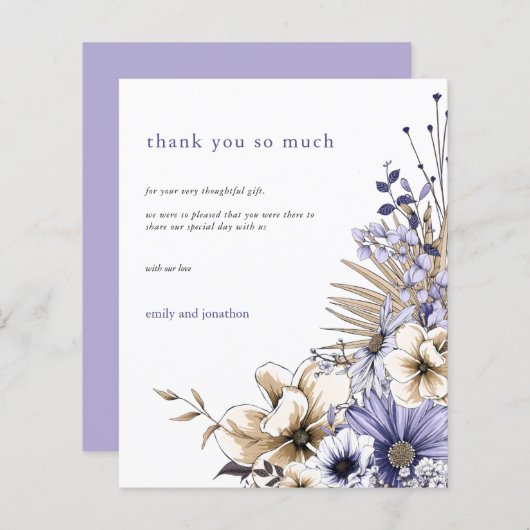 Budget Florals Foliage Lila Weddenschap Dank u (Voorkant / Achterkant)