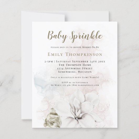 Budget Florals Gender Neutral Baby Sprinkle Shower (Voorkant)