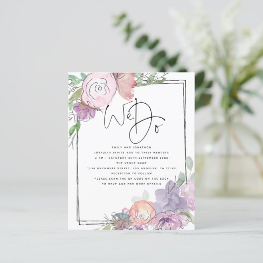 BUDGET Florals gezegend dat we QR Wedding uitnodig (Staand voorkant)