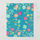 Budget florals op felblauw (elke leeftijd) Uitnodi Flyer (Achterkant)