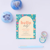 Budget florals op felblauw (elke leeftijd) Uitnodi Flyer (Enkel)