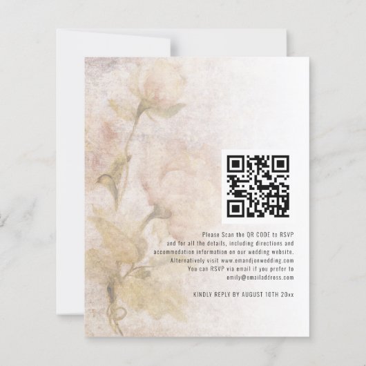 Budget  Florals QR Code Wedding Invite (Achterkant)
