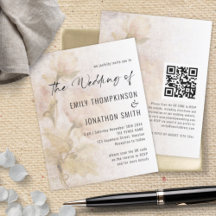 Budget  Florals QR Code Wedding Invite