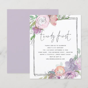 Budget Florals Scribble Lijst 21st Party Invite