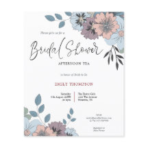 Budget Florals Script Vrijgezellenfeest Tea Uitnod