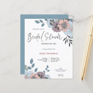Budget Florals Script Vrijgezellenfeest Tea Uitnod