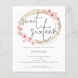 Budget Florals Sweet Sixteen uitnodiging