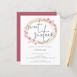 Budget Florals Sweet Sixteen uitnodiging