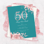 Budget Florence Party Roos Gold Blauwgroen Kaart<br><div class="desc">Elegant 'Birthday Party Program' met Floral Arrangement in Roos Gold & Blauwgroen tekst op maat.</div>