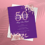 Budget Florence Party Roos Gold Paars Kaart<br><div class="desc">Elegant 'Birthday Party Program' met Floral Arrangement in Roos Gold & Paars met aangepaste tekst.</div>