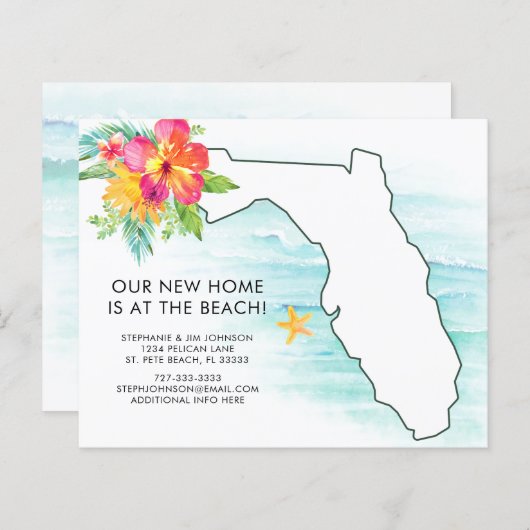 Budget Florida Map Floral New Address Kaart (Voorkant / Achterkant)