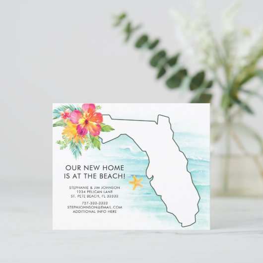 Budget Florida Map Floral New Address Kaart (Staand voorkant)