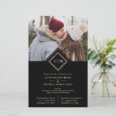 Budget Flourish Black Luxury Wedding Initials (Staand voorkant)