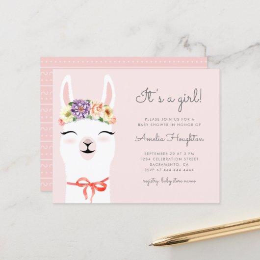 Budget Flower Crown & Llama Girl Baby shower (Voorkant / Achterkant in situ)