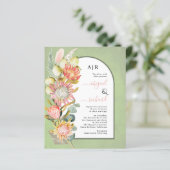 BUDGET Flowers QR code green bruiloft Uitnodiging (Staand voorkant)