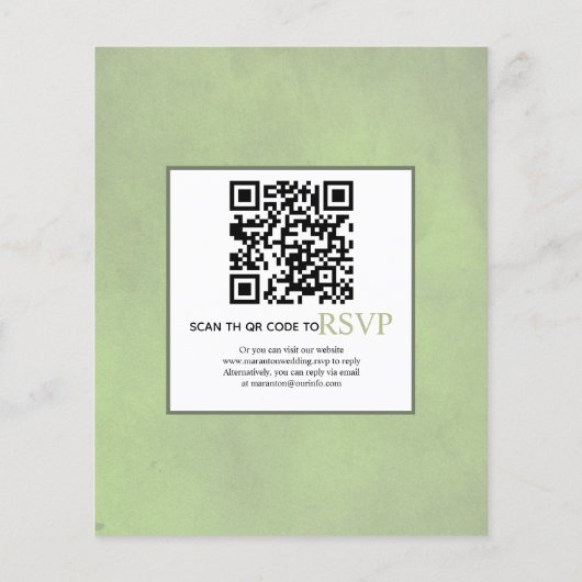 BUDGET Flowers QR code green bruiloft Uitnodiging (Achterkant)