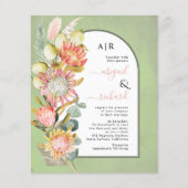 BUDGET Flowers QR code green bruiloft Uitnodiging (Voorkant)